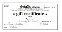Details at Home - $25.00 Gift Certificate