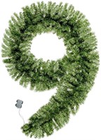 MRNIU Green Christmas Garland with Lights