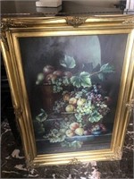 Gold Frame Floral Giclee Painting signed M. Lueres