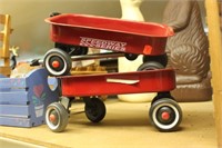 2 small red wagons