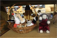 basket of ty beanie birds and ty sheep
