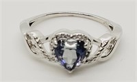 Sterling silver tanzanite ring size 7