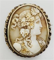Vintage Carved Cameo Pin