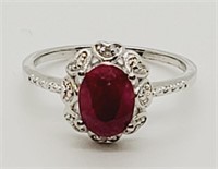 Sterling silver ruby ring size 7