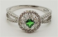 Sterling silver emerald ring size 6 1/2