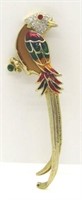 Cloissonne bird pin - signed