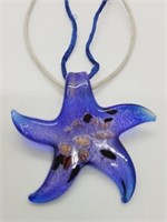 Murano Starfish Pendant on Cloth Necklace