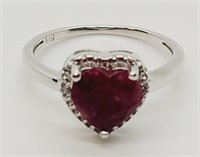 Sterling silver ruby ring size 6 3/4