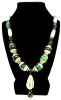 Emerald Colored Beaded Necklace