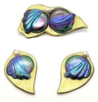 Shell Pin w/ Matching Earrings