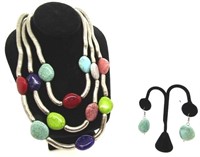 3-Tier Necklace w/ Matching Earrings