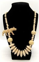 Leopard Necklace - carved wood