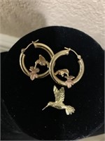 14 Karat Hummingbird Loop earrings and