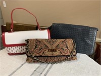 Three Talbot handbags. Red and white bag is brand