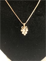 Vintage 14 K pearl cluster and diamond Grapevine