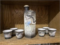 Oriental Inspired Dragon Carafe and Cups