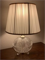 Etched flower design crystal table lamp 17 inches