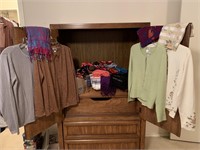 Selection of scarves, some new, ladies sweater