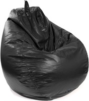 Medium Black Faux Leather Vinyl Teardrop, Bean Bag