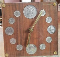 Clock with 1884 O Morgan and 1964 coins