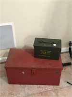 Ammo Box & Red Metal Storage Chest