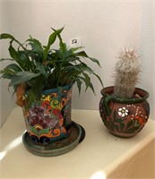 2 Talavera Planters / Live Plant & Cactus