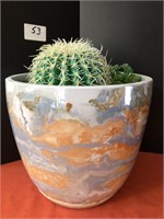 Sunset Glazed Planter / Artificial Cactus