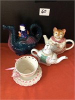 3 Tea Pots & Cup & Saucer