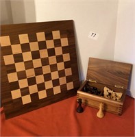 All Wood Chess & Checker Set