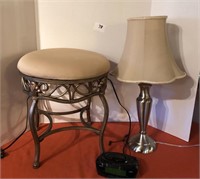 Table Lamp, Dressing Room Stool, Radio