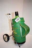 Old Andrews Scotch Bottle in Leather Golf Bag