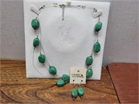 NEW La Boutique Du Village Green Stone Necklace +