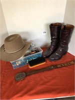 Cowboy Boots, Belt & Hat ++