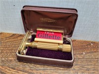 Vintage Gold Toned Gillette Shaver+Razer Blade