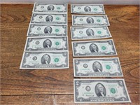 11 USA $2.00 Bills