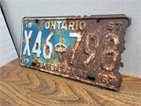 Vintage 1967 Single Confedration Ontario Plate