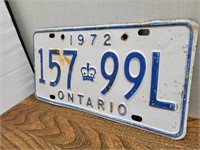 Vintage 1972 Single Ontario Licence Plate