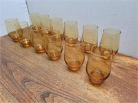 Vintage 12 Amber Glasses