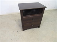 Dark, Pressed Wood Side Table w/ Built-In Storage