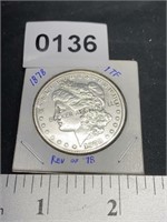 1878 - Morgan Silver Dollar, 7 TF, Rev '78