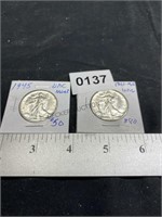 1945 UNC Mint, 1942-MS UNC, Liberty Half Dollar