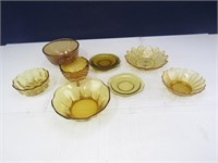 (10) Amber / Yellow Colored Glassware Bundle