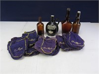 Vintage Bottles with Crown Royal Bags