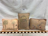 Assorted wool primitive stitched Easter pillows