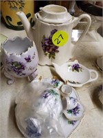 VIOLET TEA SET AND JEWELRY HOLDER