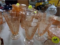 ROSE OF SHARON - PITCHER AND 6 WATER GLASSES