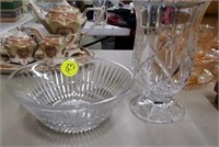 NICE HEAVY CRYSTAL BOWL AND VASE