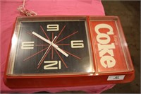 PLASTIC COKE CLOCK 21" X 13"