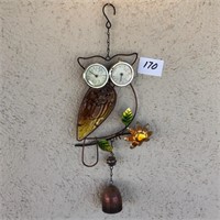 Owl, Bell Hanging Thermometer & Hygrometer