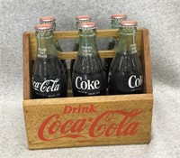 Wooden Coca Cola Drink Carrier with Bottles